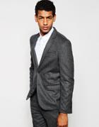 Selected Homme Wool Check Suit Jacket In Skinny Fit - Charcoal
