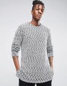 Asos Heavyweight Longline Sweater With Stepped Hem In Viscose Mix - Gr