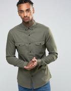Asos Military Shirt In Green In Regular Fit - Green