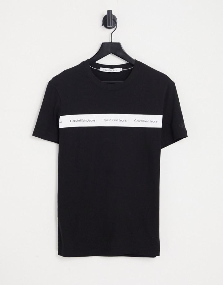 Calvin Klein Jeans Institutional Taping Slim Fit T-shirt In Black