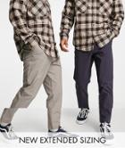 Asos Design 2 Pack Tapered Chinos In Gray And Navy Save-multi
