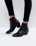 H By Hudson Stud Toe Leather Boot - Black