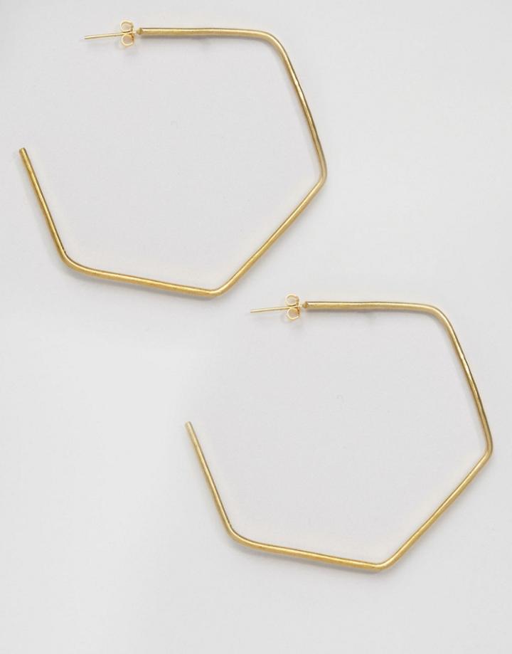 Made Hexagon Hoop Earrings - Gold