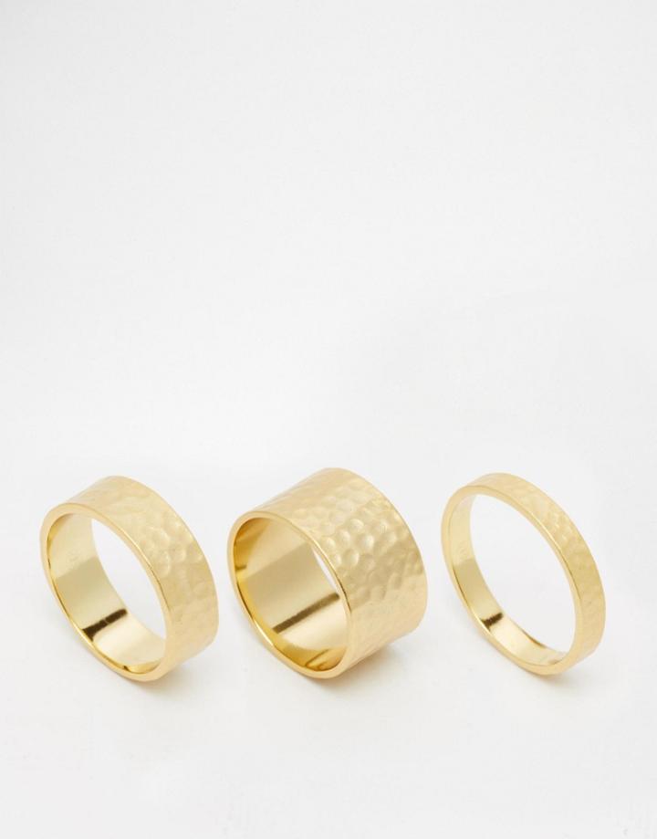 Gorjana Hammered Three Ring Set - Gold