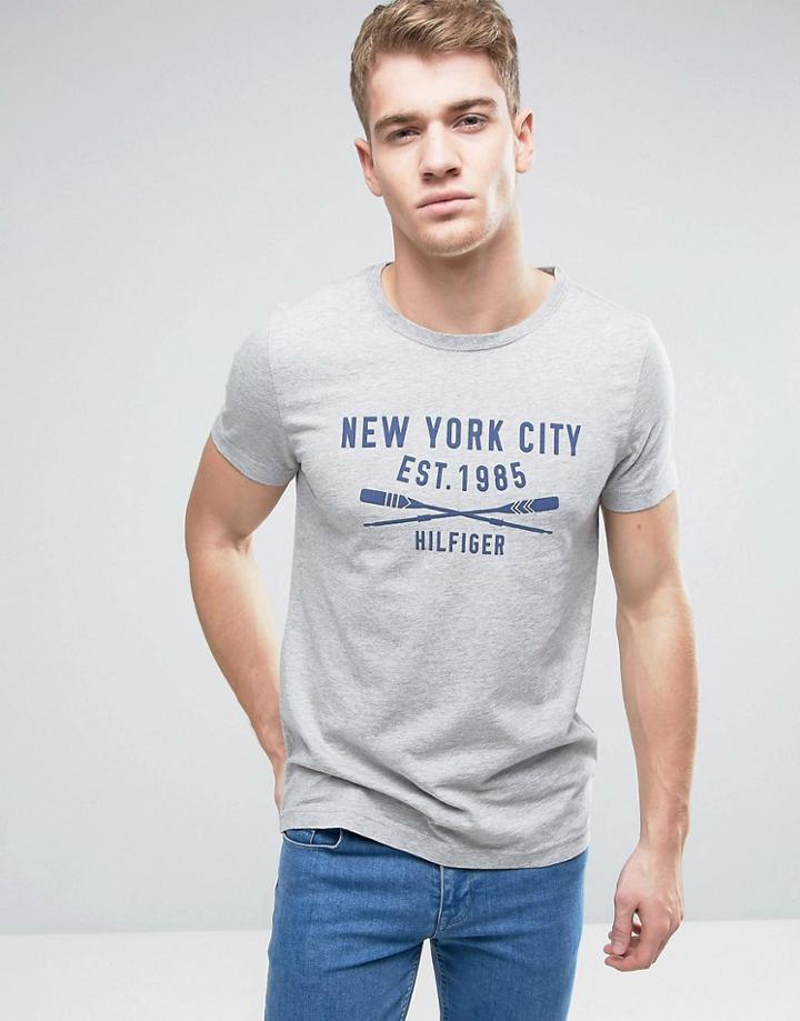 Tommy Hilfiger Harry Gray Logo T-shirt In Regular Fit - Gray
