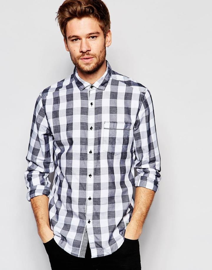 Esprit Long Sleeve Check Shirt - Black