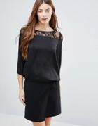 Blend She Ditto Lace Insert Blouse - Black