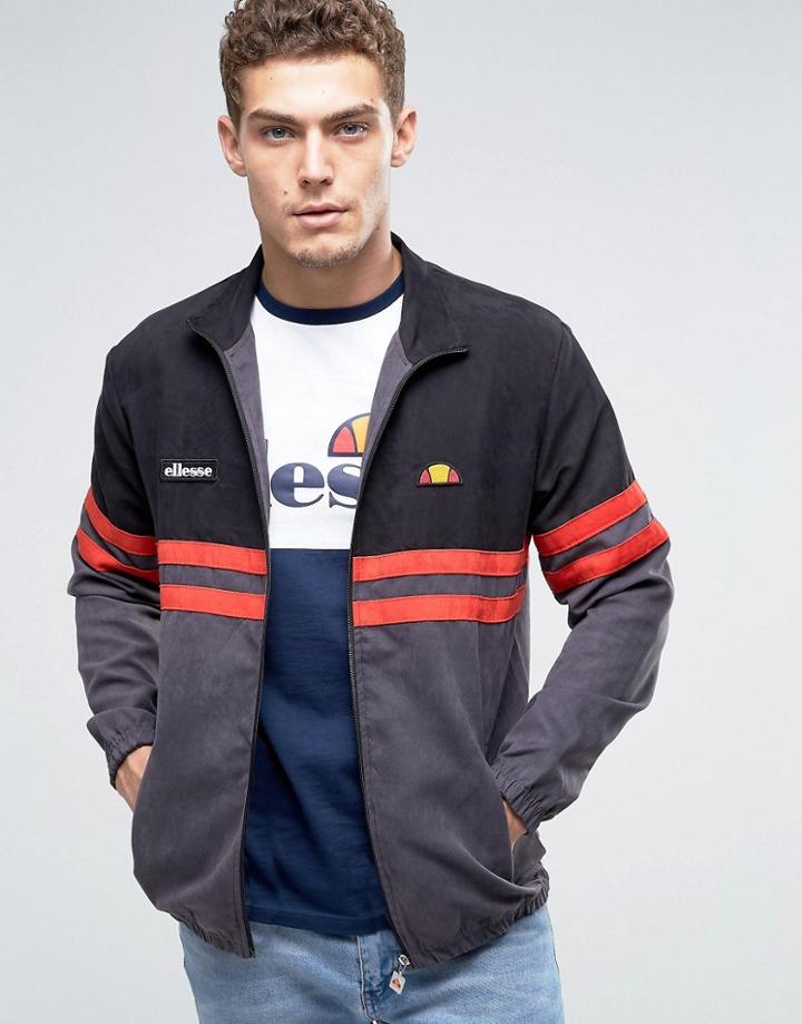 Ellesse Rimini Track Jacket In Suedette - Black