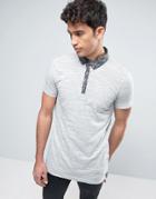 Brave Soul Polo Shirt With Chambray Collar - Beige