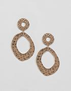 Monki Hammered Metal Circle Earrings In Gold Color - Gold