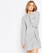 Asos Oversized Sweater Dress In Chunky Knit - Gray