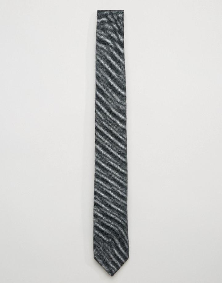 Noose & Monkey Skinny Melton Tie Made In Italy - Black