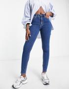 Asos Design Ridley Skinny Jeans In Midwash-blue