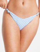 Cotton: On Brazilian Bikini Bottom In Blue Gingham-blues