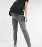 Asos 4505 Maternity Icon Legging With Bum Sculpt Seam Detail And Pocket-grey