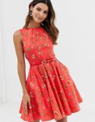 Closet Skater Belted Dress - Multi