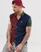 River Island Color Block Shirt With Embroidered Logo - Navy