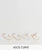 Asos Curve Pack Of 4 Fine Faux Opal Jewel Rings - Copper
