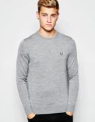 Fred Perry Sweater With Crew Neck In Merino Steel Marl - Steel Marl