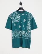 Mennace T-shirt In Forest Green Paisley