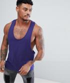 Asos Design Tank With Extreme Racer Back In Purple - Blue