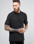 Asos Knitted T-shirt In Metallic Yarn With Texture - Black
