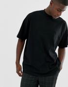Asos Design Oversized T-shirt With Seam Detail & Turtleneck In Black - Black