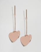 Asos Double Heart Strand Earrings - Copper