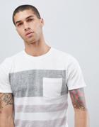Only & Sons T-shirt With Stripe Print And Chest Pocket - White