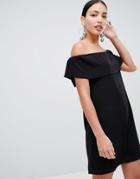 Lipsy Bardot Ruffle Mini Dress - Black