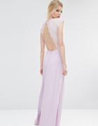 John Zack Petite Maxi Dress With Floral Lace Bodice - Purple