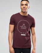 Asos T-shirt With New Jersey Circle Print - Oxblood