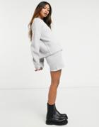 Asos Design Two-piece Knitted Shorts In Gray Marl