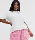 Asos Design Curve Pyjama Check Modal Short & Jersey Tee-multi