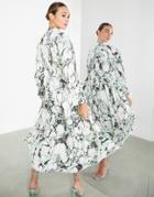 Asos Edition Oversized Midi Dress In Marble Print-multi