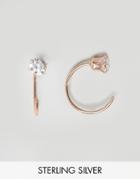 Asos Rose Gold Plated Sterling Silver Crystal Open Hoop Earrings - Cop