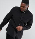 Asos Plus Casual Stretch Slim Oxford Shirt With Granded Collar In Black - Purple