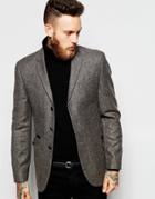 Asos Skinny Blazer In Tweed - Brown