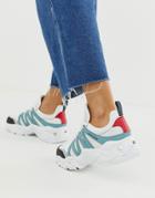 Skechers D'lite Chunky Sneakers 3.0 Overlay In White And Blue - White