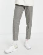 Topman Tapered Micro Plaid Pants In Gray