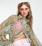 Collusion Abtract Print Sheer Oversized Shirt In Multi