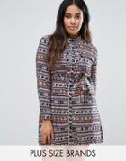 Koko Plus Shirt Dress In Floral Stripe Print - Blue