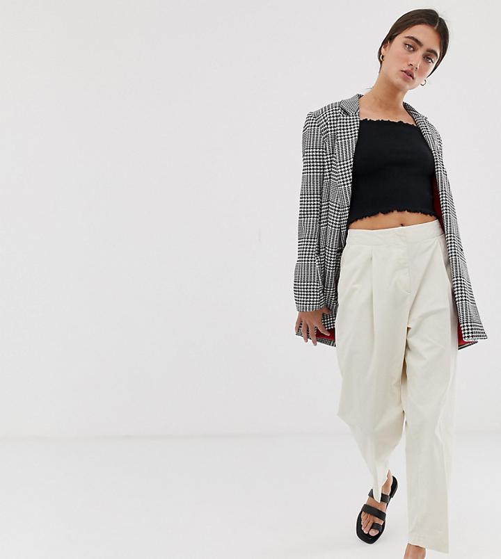 Monki Pleated Peg Leg Pants In Light Beige - Beige