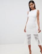 Club L Lace Peplem Midi Dress - White