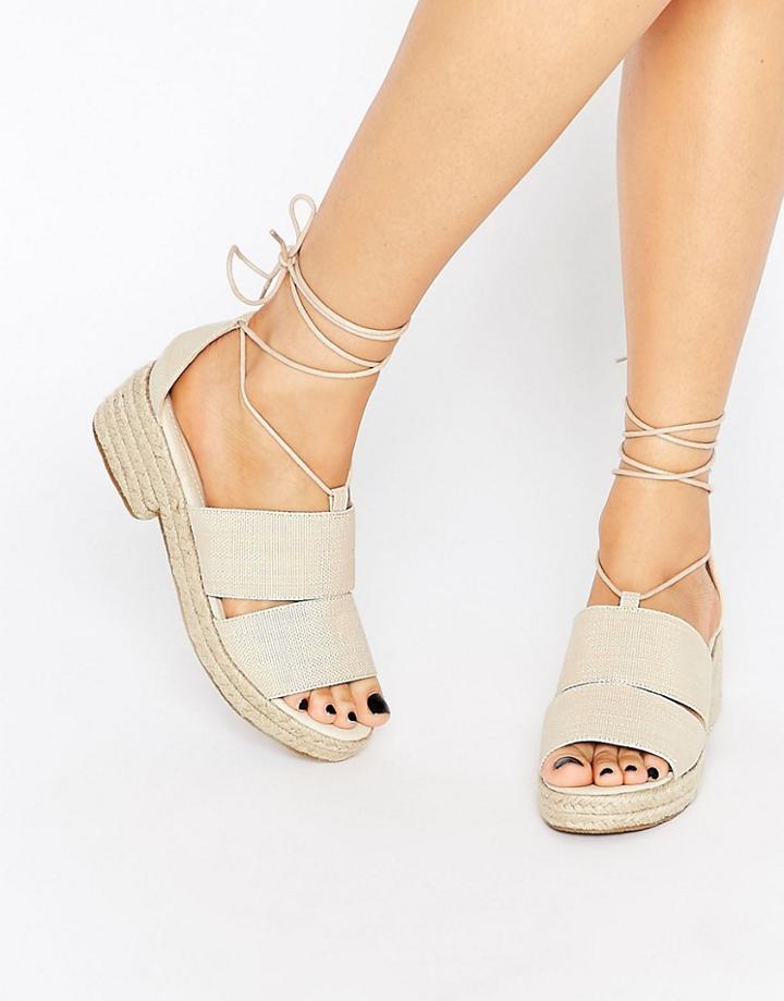 Asos Ticker Tie Leg Espadrille - Natural