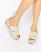 Asos Ticker Tie Leg Espadrille - Natural