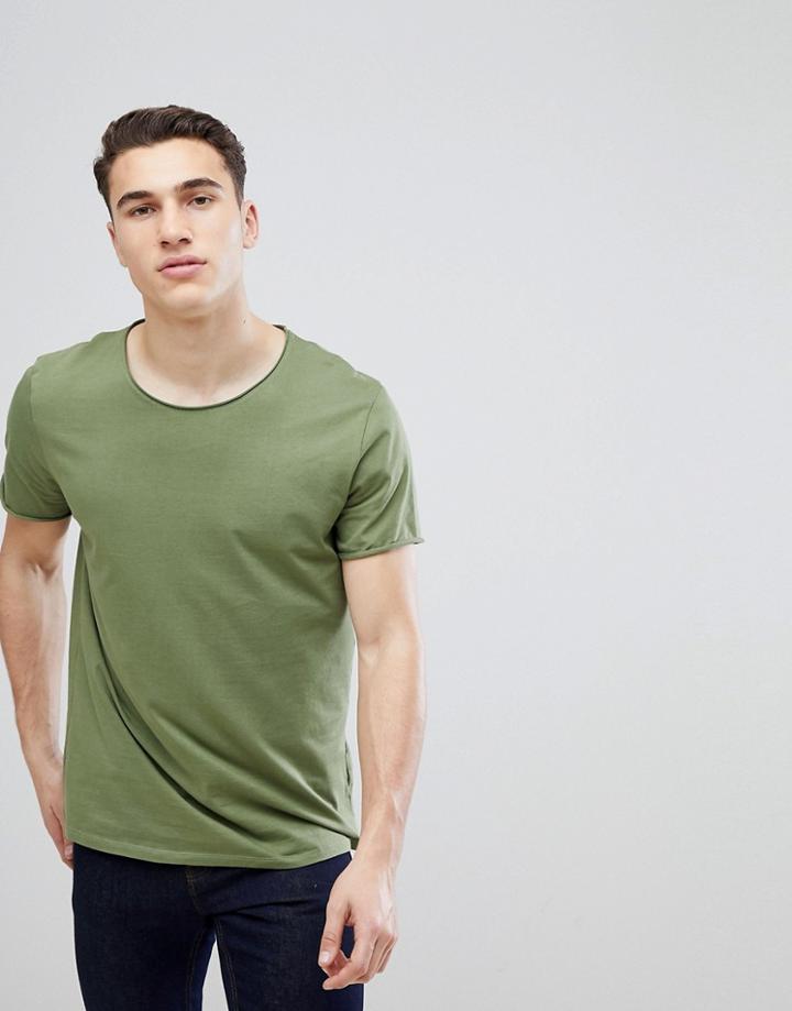 Stradivarius Crew Neck T-shirt In Khaki - Green