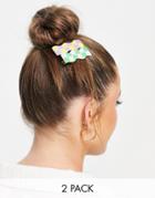 My Accessories London 2-pack Wavy Hair Clips In Bright Checkerboard Mix-multi