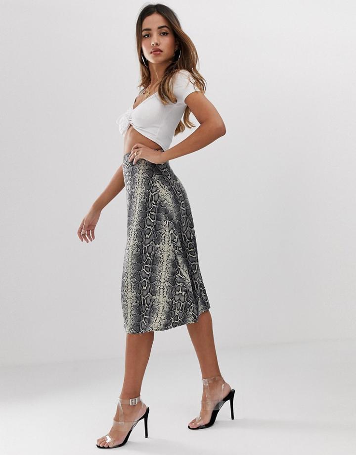 Boohoo Midi Skirt In Snake Print - Multi