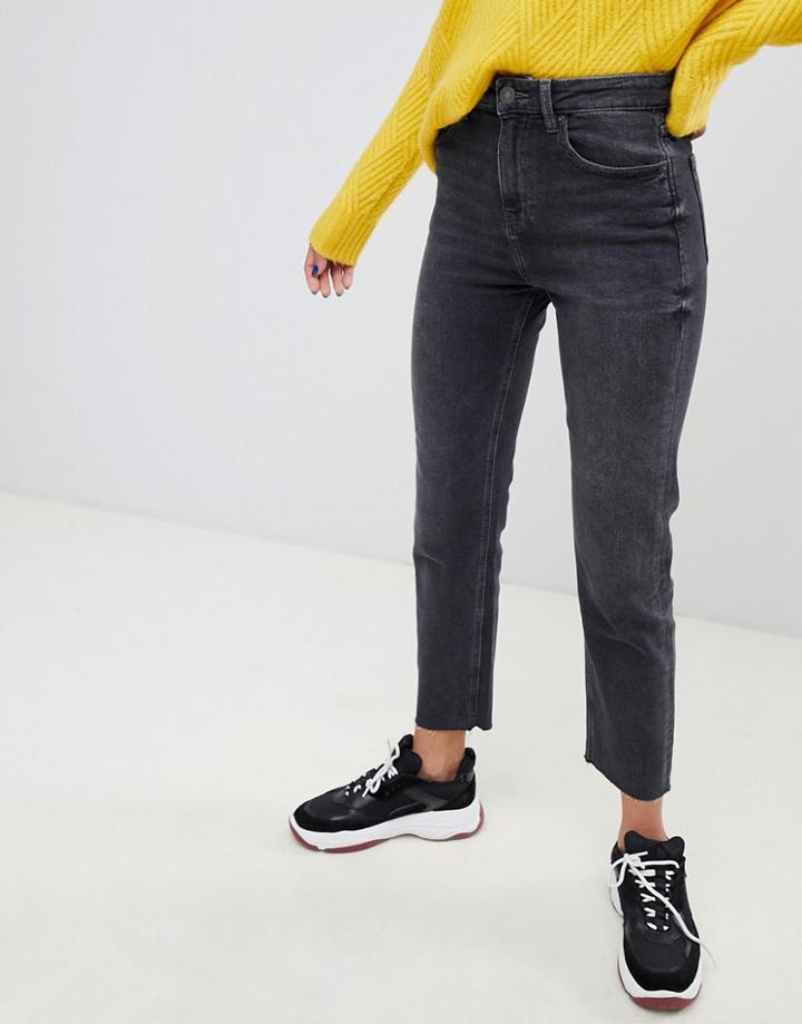 Stradivarius Straight Super High Waist Vintage Jean - Black